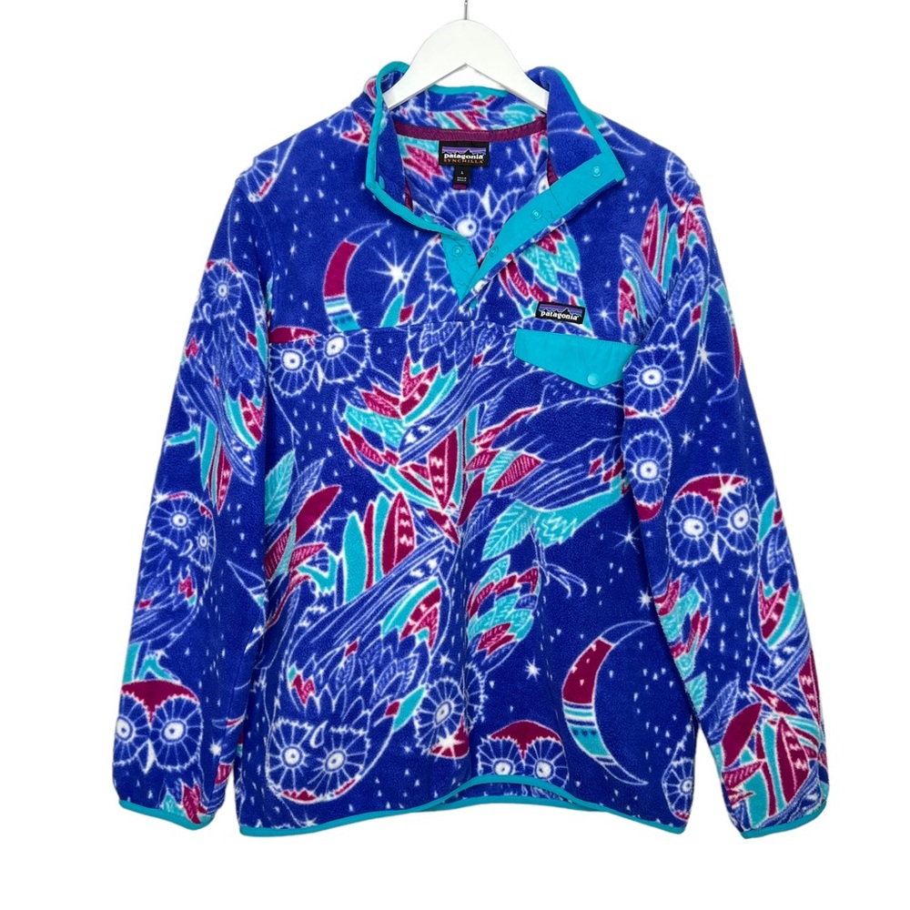 Patagonia Synchilla Snap-T Fleece Pullover Moon Owl Harvest Moon Blue Size L - Picture 1 of 11